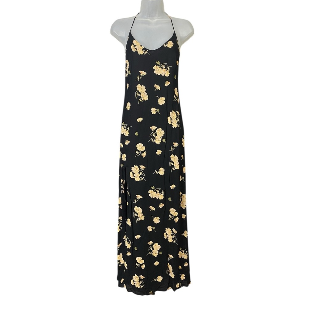 Reformation Black Silk Floral Maxi Dress Women's XS - Picture 2 of 7